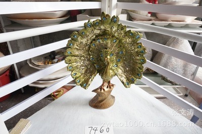 【外贸树脂艺品批发 别墅办公室摆饰 橱柜装饰 孔雀开屏 7460】价格,厂家,图片,塑料、树脂工艺品,张文涛-