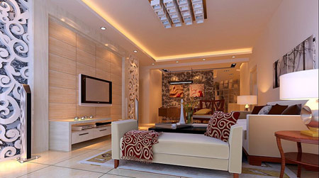 现代简约电视背景墙成就高品质客厅装修-