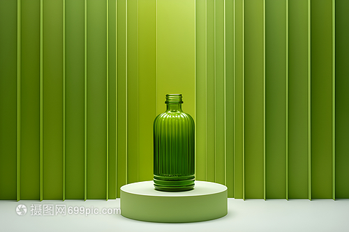 绿色背景上的瓶子
